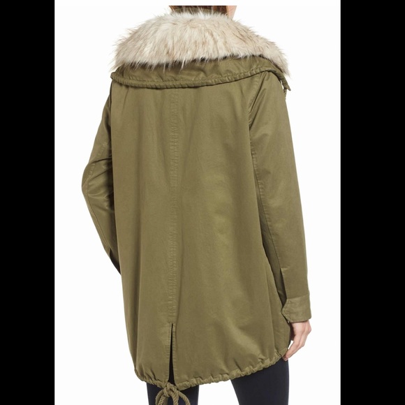 XS Sam Edelman faux fur collar a-line anorak coat - Picture 3 of 7